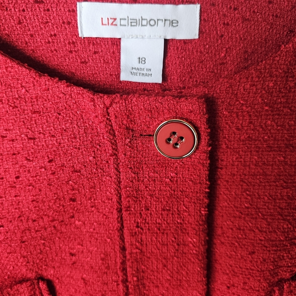 Liz Claiborne Vibrant Red Textured Button Jacket - Picture 6 of 16